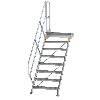 Treppe mit Plattform 45°, Handlauf, 800mm Stufenbreite, 8 Stufen Treppe mit Plattform 45°, Handlauf, 800mm Stufenbreite, 8 Stufen