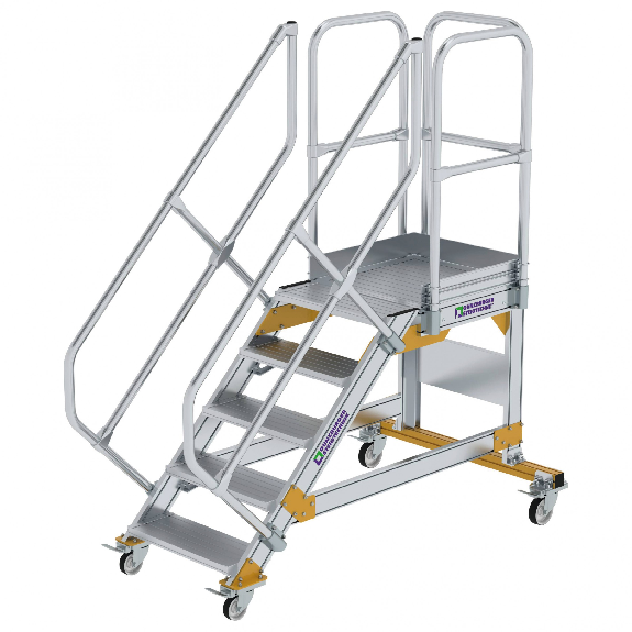 Plattformtreppe fahrbar 45° Stufenbreite 600mm 5 Stufen Plattformtreppe fahrbar 45° Stufenbreite 600mm 5 Stufen-Beschreibung lesen