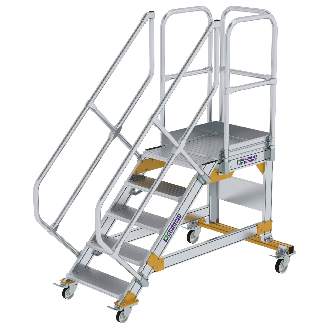Plattformtreppe fahrbar 45° Stufenbreite 600mm 5 Stufen-Beschreibung lesen