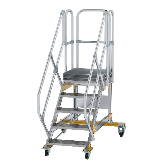Plattformtreppe fahrbar 45° Stufenbreite 600mm 5 Stufen-Beschreibung lesen