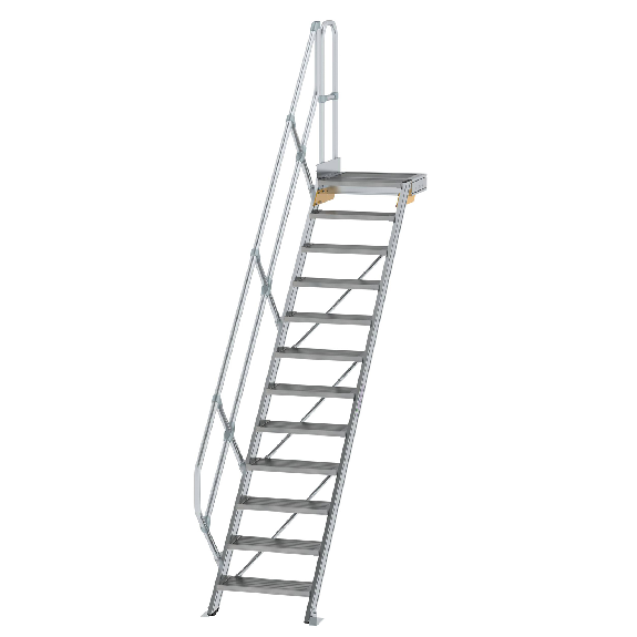 Treppe mit Plattform 45°, Handlauf, 600mm Stufenbreite, 12 Stufen Treppe mit Plattform 45°, Handlauf, 600mm Stufenbreite, 12 Stufen-Beschreibung lesen