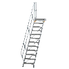 Treppe mit Plattform 45°, Handlauf, 600mm Stufenbreite, 12 Stufen Treppe mit Plattform 45°, Handlauf, 600mm Stufenbreite, 12 Stufen
