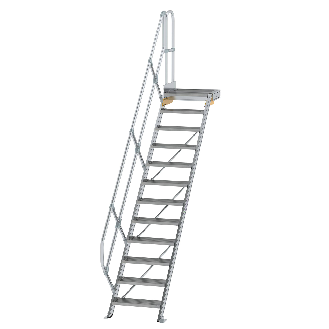 Treppe mit Plattform 45°, Handlauf, 600mm Stufenbreite, 12 Stufen-Beschreibung lesen