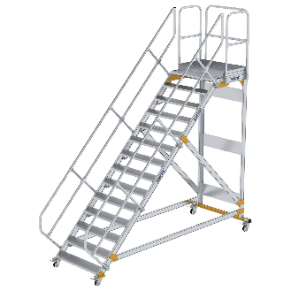 Plattformtreppe fahrbar 45° Stufenbreite 1000mm 14 Stufen-Beschreibung lesen