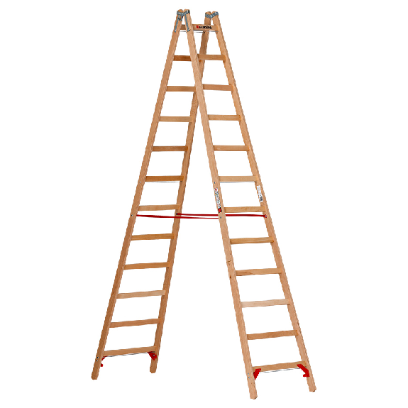 Euroline Holz Sprossenstehleiter 2x12 Sprossen-Beschreibung lesen
