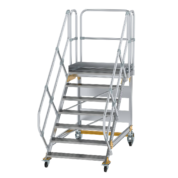Plattformtreppe fahrbar 45° Stufenbreite 1000mm 7 Stufen-Beschreibung lesen