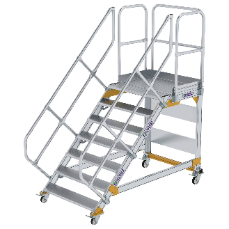 Plattformtreppe fahrbar 45° Stufenbreite 1000mm 7 Stufen-Beschreibung lesen