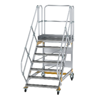 Plattformtreppe fahrbar 45° Stufenbreite 1000mm 7 Stufen-Beschreibung lesen