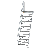 Treppe mit Plattform 60°, Handlauf, 1000mm Stufenbreite, 14 Stufen