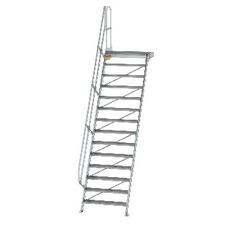 Treppe mit Plattform 60°, Handlauf, 1000mm Stufenbreite, 14 Stufen-Beschreibung lesen