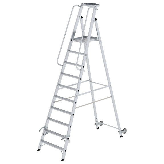 Aluminium-Stehleiter mit Rollen und Griff 10 Stufen Aluminium-Stehleiter mit Rollen und Griff 10 Stufen-Beschreibung lesen