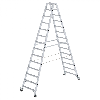 Stehleiter beidseitig begehbar mit Rollen 2x14 Stufen