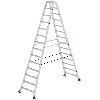 Stehleiter beidseitig begehbar mit Rollen 2x14 Stufen