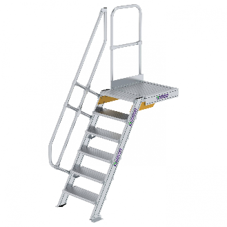 Treppe mit Plattform 60°, Handlauf, 600mm Stufenbreite, 6 Stufen-Beschreibung lesen