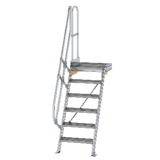 Treppe mit Plattform 60°, Handlauf, 600mm Stufenbreite, 6 Stufen-Beschreibung lesen