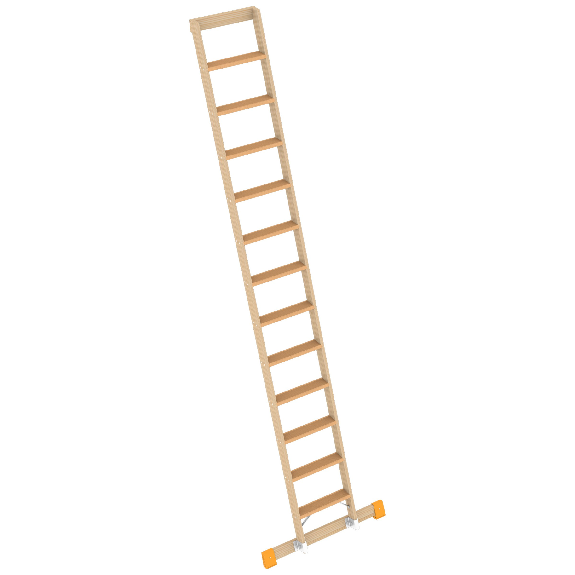 1023 Stufen- Holzanlegeleiter mit Traverse und 12 Stufen-Beschreibung lesen