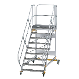 Plattformtreppe fahrbar 45° Stufenbreite 1000mm 9 Stufen-Beschreibung lesen