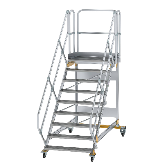 Plattformtreppe fahrbar 45° Stufenbreite 1000mm 9 Stufen-Beschreibung lesen