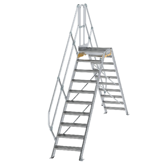 Überstieg 45° inkl. einen Handlauf, Stufenbreite 600mm, 2x10 Stufen Überstieg 45° inkl. einen Handlauf, Stufenbreite 600mm, 2x10 Stufen-Beschreibung lesen
