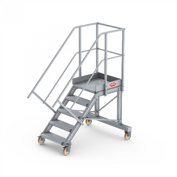 Podesttreppe fahrbar 45° 5 Stufen-Beschreibung lesen