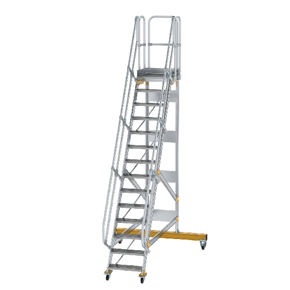 Escalera de plataforma móvil 60° ancho de peldaño 600 mm 14 peldaños-Leer más