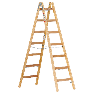 Euroline Holz Sprossenstehleiter 2x7 Sprossen-Beschreibung lesen