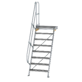 Treppe mit Plattform 60°, Handlauf, 800mm Stufenbreite, 8 Stufen-Beschreibung lesen