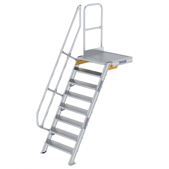 Treppe mit Plattform 60°, Handlauf, 800mm Stufenbreite, 8 Stufen-Beschreibung lesen