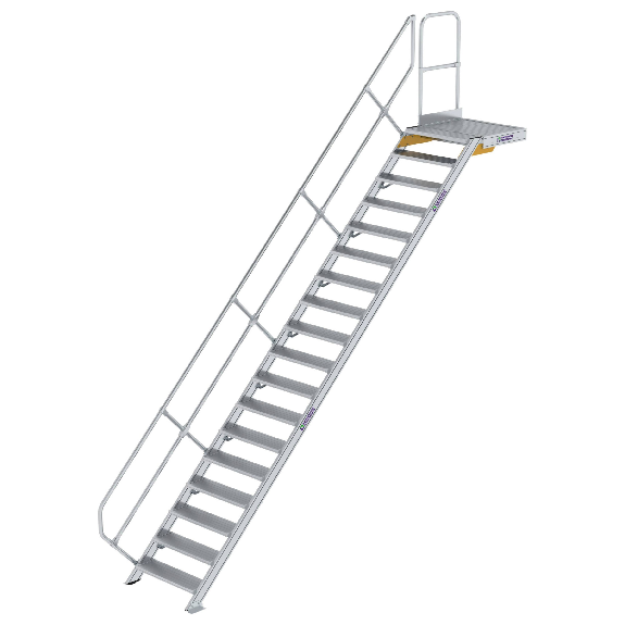 Treppe mit Plattform 45°, Handlauf, 800mm Stufenbreite, 18 Stufen Treppe mit Plattform 45°, Handlauf, 800mm Stufenbreite, 18 Stufen-Beschreibung lesen