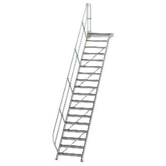 Treppe mit Plattform 45°, Handlauf, 800mm Stufenbreite, 18 Stufen-Beschreibung lesen