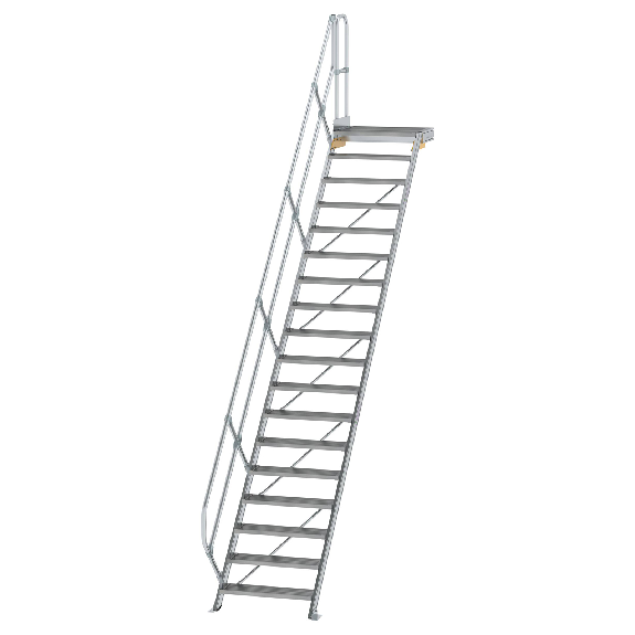 Escaleras con plataforma 45°, pasamanos, ancho 800 mm, 18 escalones-Leer más