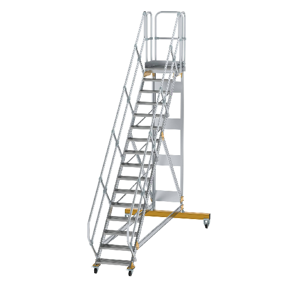 Escalera de plataforma móvil 45° ancho de peldaño 600 mm 16 peldaños-Leer más
