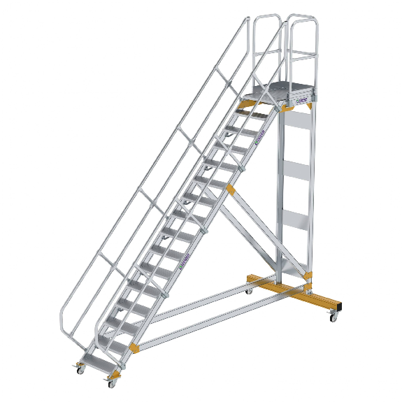Plattformtreppe fahrbar 45° Stufenbreite 600mm 16 Stufen Plattformtreppe fahrbar 45° Stufenbreite 600mm 16 Stufen-Beschreibung lesen