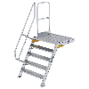 Treppe mit Plattform 60°, Handlauf, 1000mm Stufenbreite, 5 Stufen