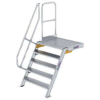 Treppe mit Plattform 60°, Handlauf, 1000mm Stufenbreite, 5 Stufen-Beschreibung lesen