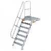 Treppe mit Plattform 60°, Handlauf, 800mm Stufenbreite, 7 Stufen
