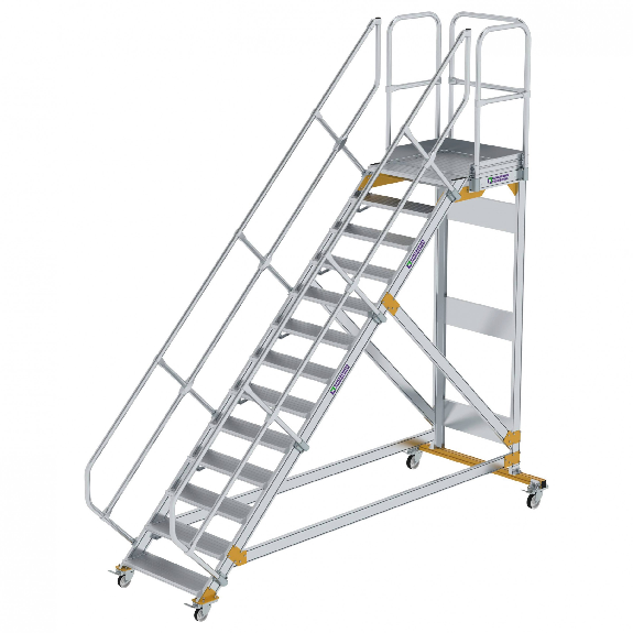 Plattformtreppe fahrbar 45° Stufenbreite 800mm 13 Stufen Plattformtreppe fahrbar 45° Stufenbreite 800mm 13 Stufen-Beschreibung lesen