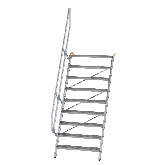 Ortsfeste Aluminiumtreppe 60° mit Handlauf-Beschreibung lesen