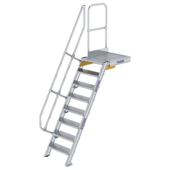 Treppe mit Plattform 60°, Handlauf, 600mm Stufenbreite, 8 Stufen-Beschreibung lesen