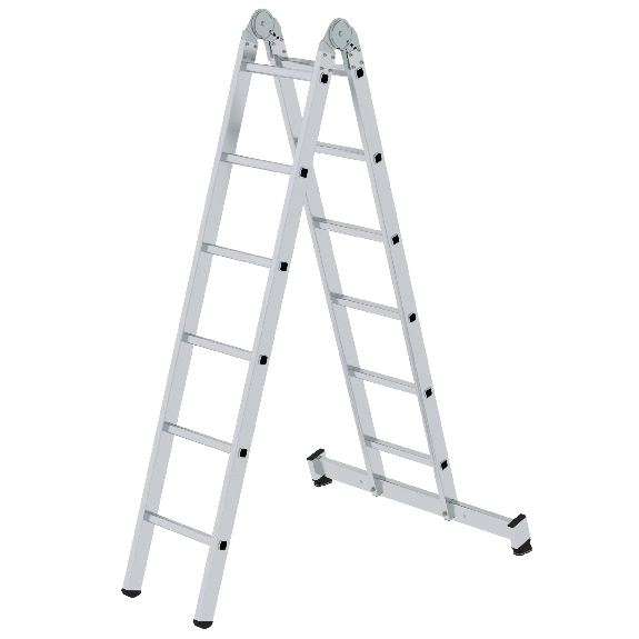 MUNK Gelenk-Klappleiter mit Nivello Traverse 2x6 Sprossen-Beschreibung lesen