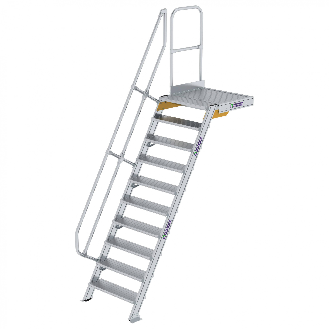 Treppe mit Plattform 60°, Handlauf, 800mm Stufenbreite, 10 Stufen-Beschreibung lesen