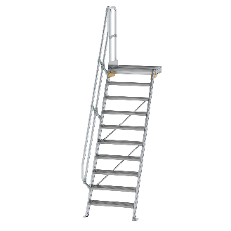 Treppe mit Plattform 60°, Handlauf, 800mm Stufenbreite, 10 Stufen-Beschreibung lesen