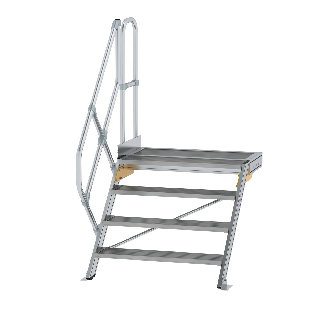 Treppe mit Plattform 45°, Handlauf, 1000mm Stufenbreite, 4 Stufen-Beschreibung lesen