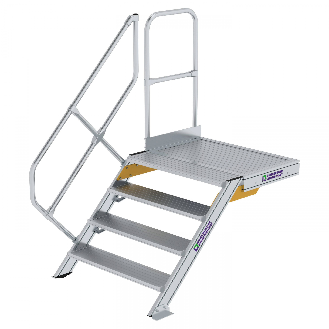 Treppe mit Plattform 45°, Handlauf, 1000mm Stufenbreite, 4 Stufen-Beschreibung lesen
