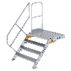Treppe mit Plattform 45°, Handlauf, 1000mm Stufenbreite, 4 Stufen