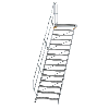 Treppe mit Plattform 45°, Handlauf, 1000mm Stufenbreite, 15 Stufen Treppe mit Plattform 45°, Handlauf, 1000mm Stufenbreite, 15 Stufen