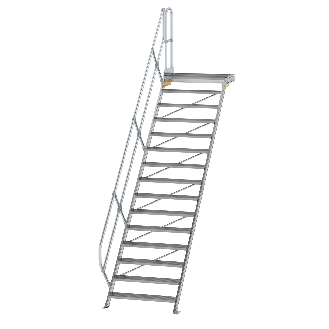 Treppe mit Plattform 45°, Handlauf, 1000mm Stufenbreite, 15 Stufen-Beschreibung lesen