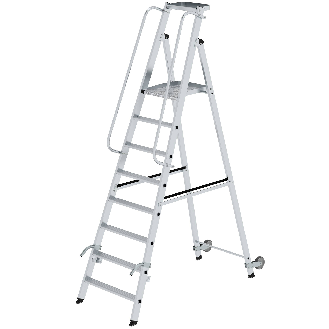 Aluminium-Stehleiter mit Rollen und Griff 8 Stufen-Beschreibung lesen