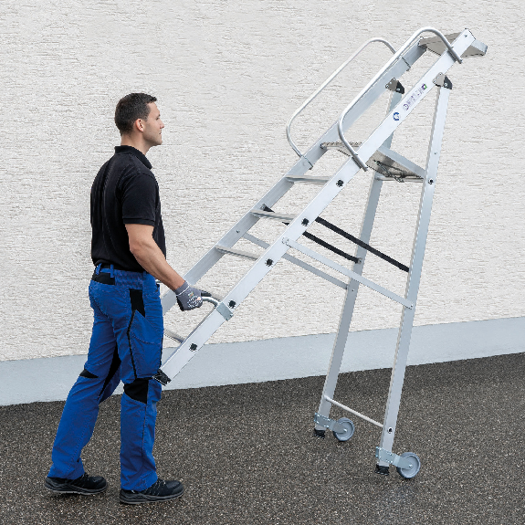 Aluminium-Stehleiter mit Rollen und Griff 8 Stufen Aluminium-Stehleiter mit Rollen und Griff 8 Stufen-Beschreibung lesen