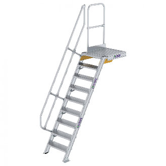 Treppe mit Plattform 60°, Handlauf, 600mm Stufenbreite, 9 Stufen-Beschreibung lesen